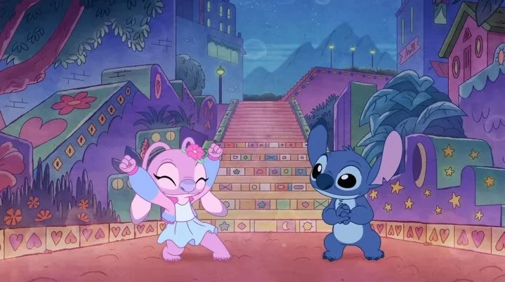 Some of my favorite backgrounds I painted for &ldquo;Glitter Glide&rdquo; ✨

Watch the music video on YouTube to see our team&rsquo;s hard work come to life!!

Art Director: @speed.e.gonzalez 
Paint: me!

#stitch #angel #musicvideo #disney #dtva