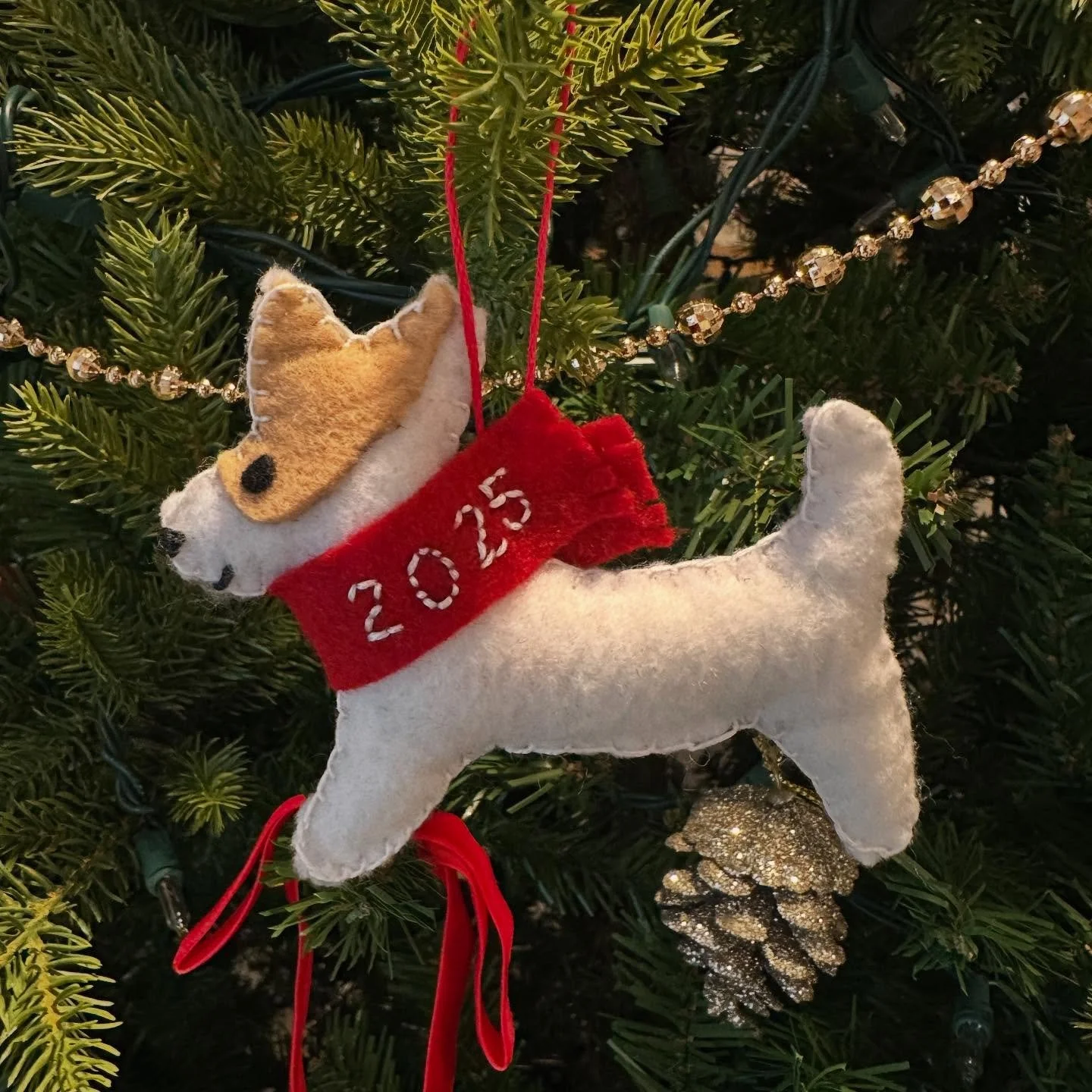 Proud of my little handmade Luna ornament! ❄️ 
.
.
#christmas #ornaments #diy #handmade #ourpupluna