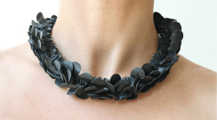 Recycled inner tube necklace by Christiane Diehl, Hanover, Germany