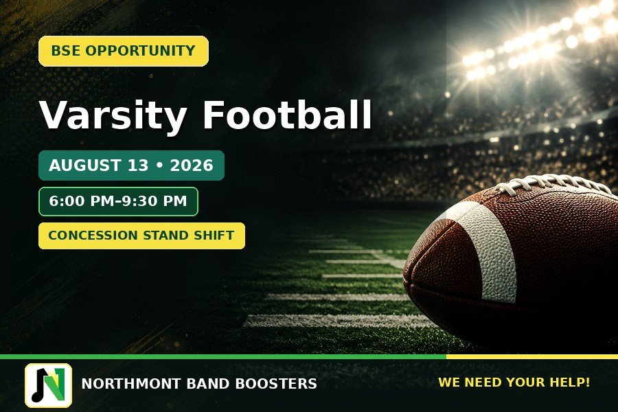 Varsity Football — Concession Help Needed! | August 13