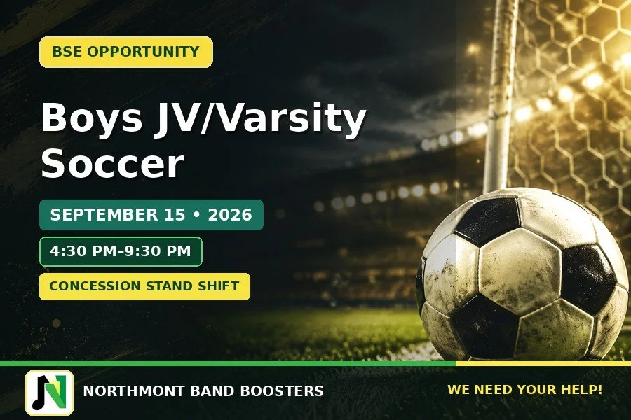 Boys JV/Varsity Soccer — Concession Help Needed! | September 15