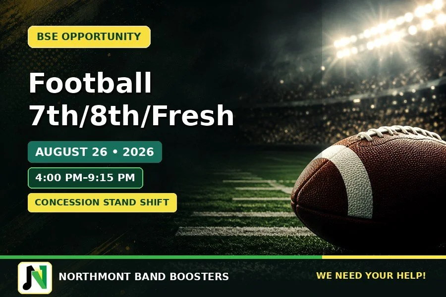 Football 7th/8th/Fresh — Concession Help Needed! | August 26
