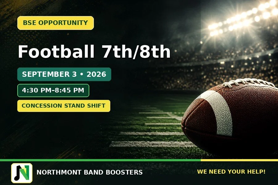 Football 7th/8th — Concession Help Needed! | September 3