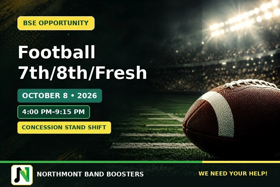 Football 7th/8th/Fresh — Concession Help Needed! | October 8