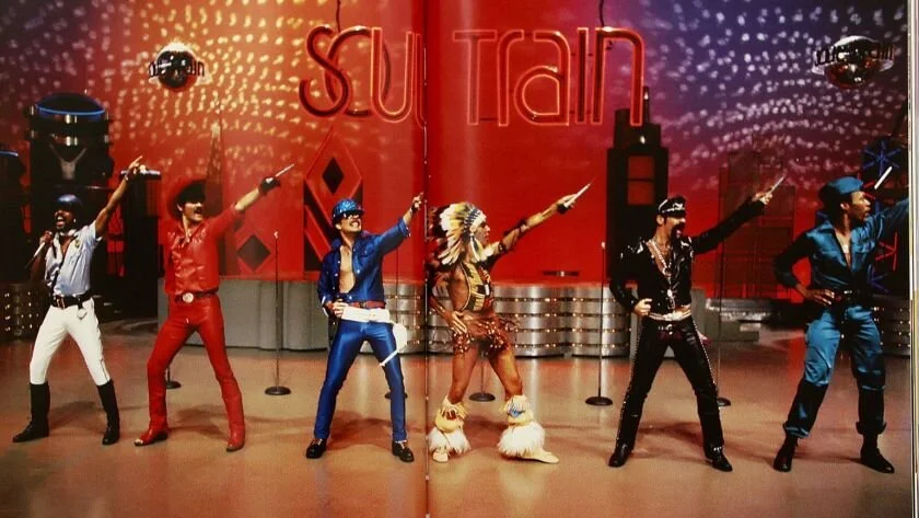 The Village People perform on an episode of “Soul Train.” (Los Angeles Times)