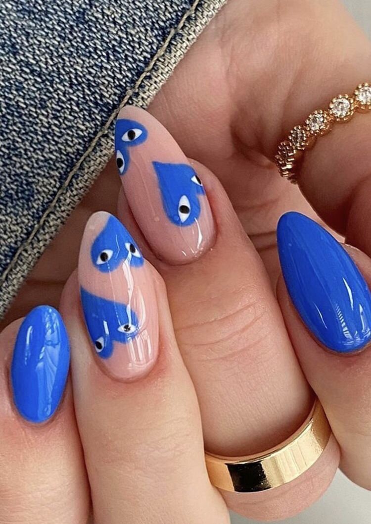 Louis Vuitton supreme blue nails  Nail art designs videos, Blue