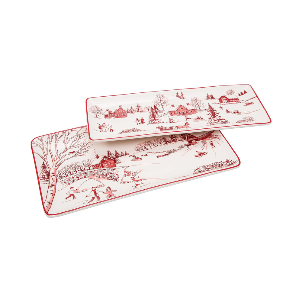 Bico Toile De Jouy Winter Wonderland Ceramic 14 inch Rectangular Serving Platter Set of 2.png