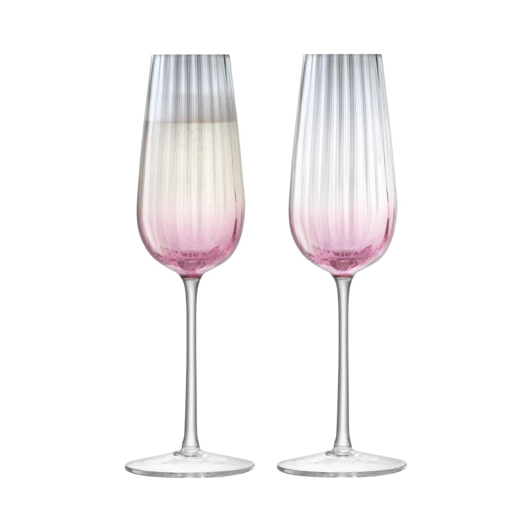 LSA Dusk Champagne Flutes in Pink and Grey