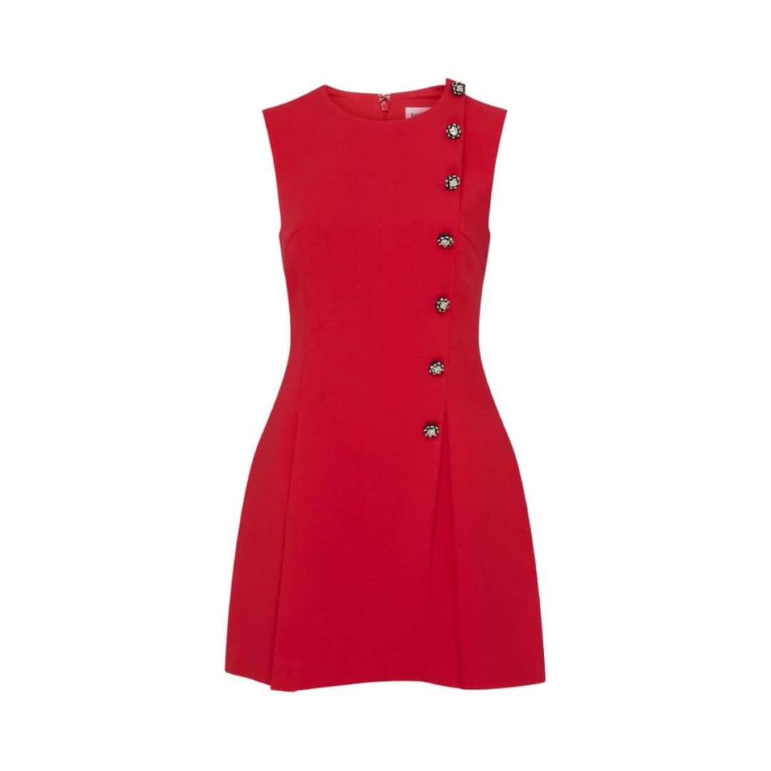 Self Portrait Women's Red Crepe Wool Sleeveless Mini Dress