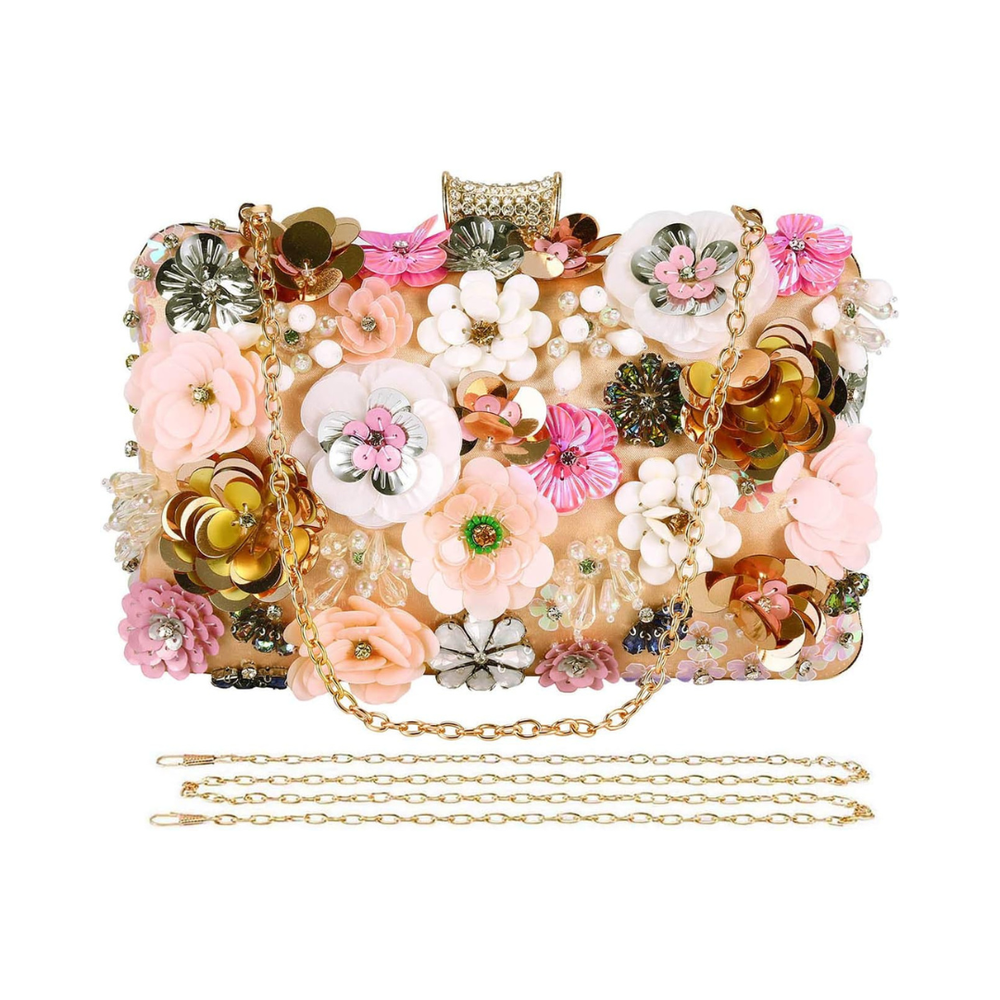 Colorful Beaded Flower Clutch