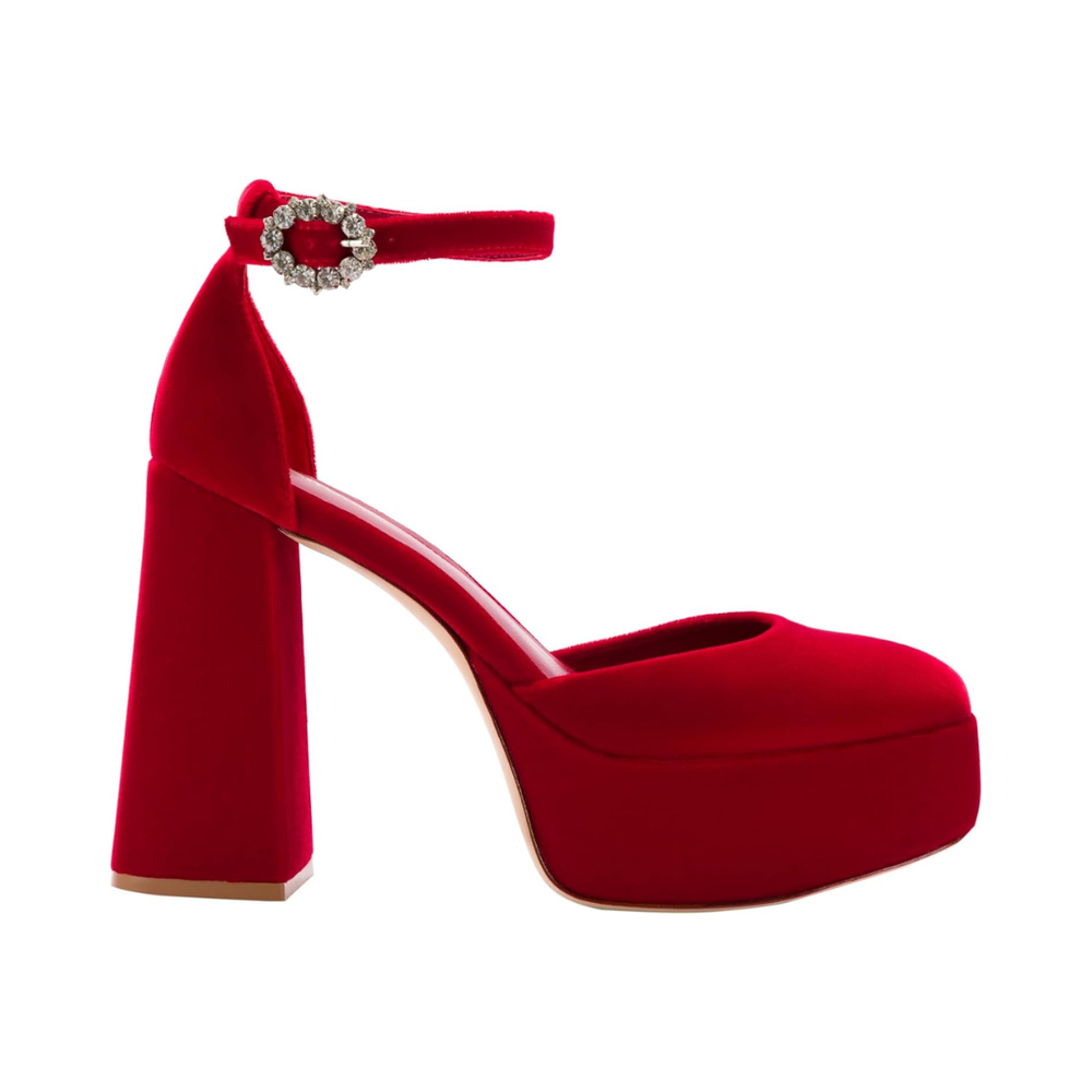 Larroudé Ari Velvet Platform Pumps