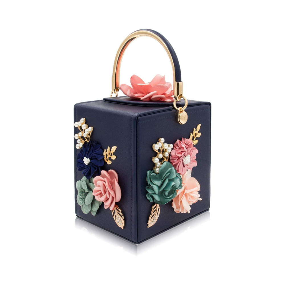 Floral Square Box Evening Bag