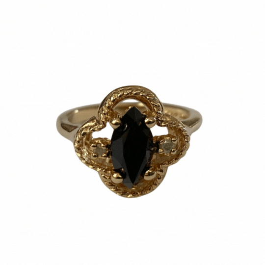 Vintage 24 K Gold Black Onyx Ring