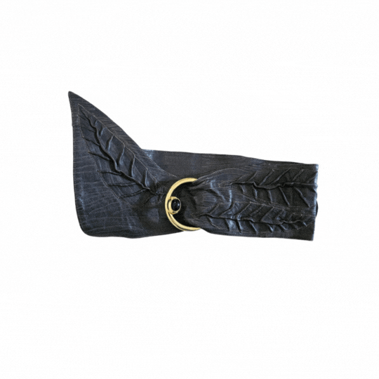 Vintage Wide Asymmetrical Dark Grey Leather belt