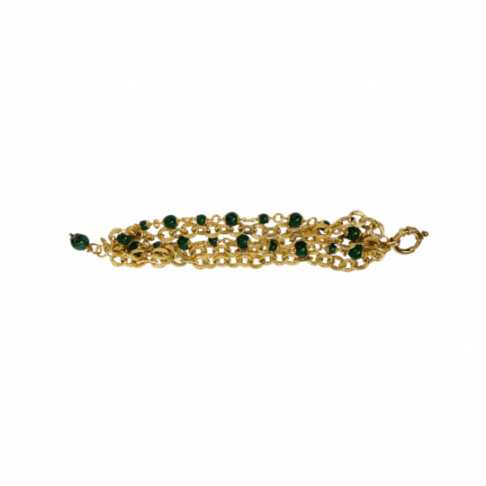 Vintage Malachite Multi-Strand Textured Link Bracelet