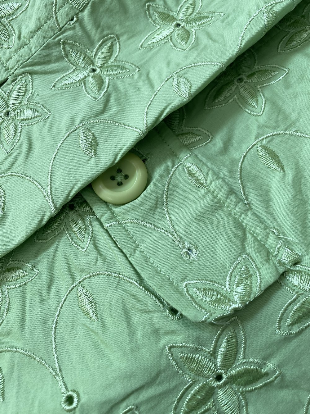 green embroidered eyelet jacket