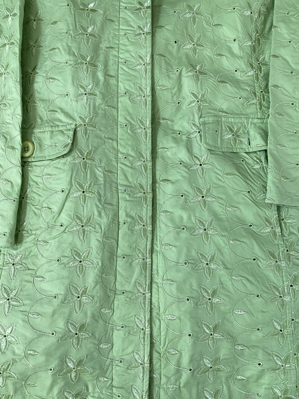 green embroidered eyelet jacket