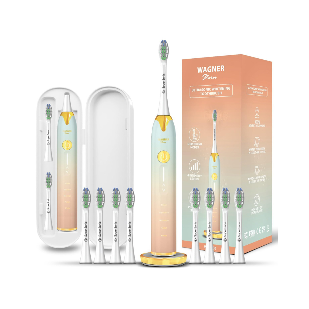 Wagner Stern Ultrasonic Toothbrush with Pressure Sensor, Peach/Blue