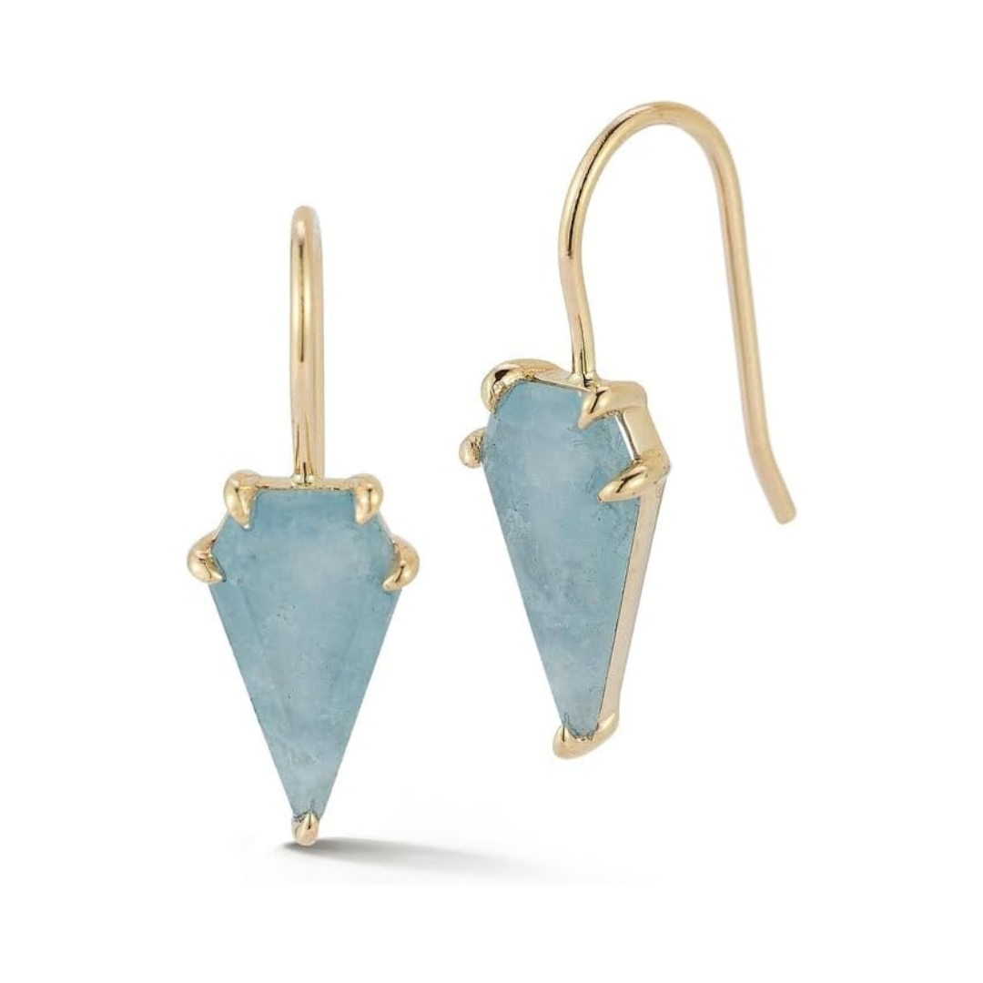 MATEO NEW YORK, Aquamarine Kite Earrings, 14kt Yellow Gold