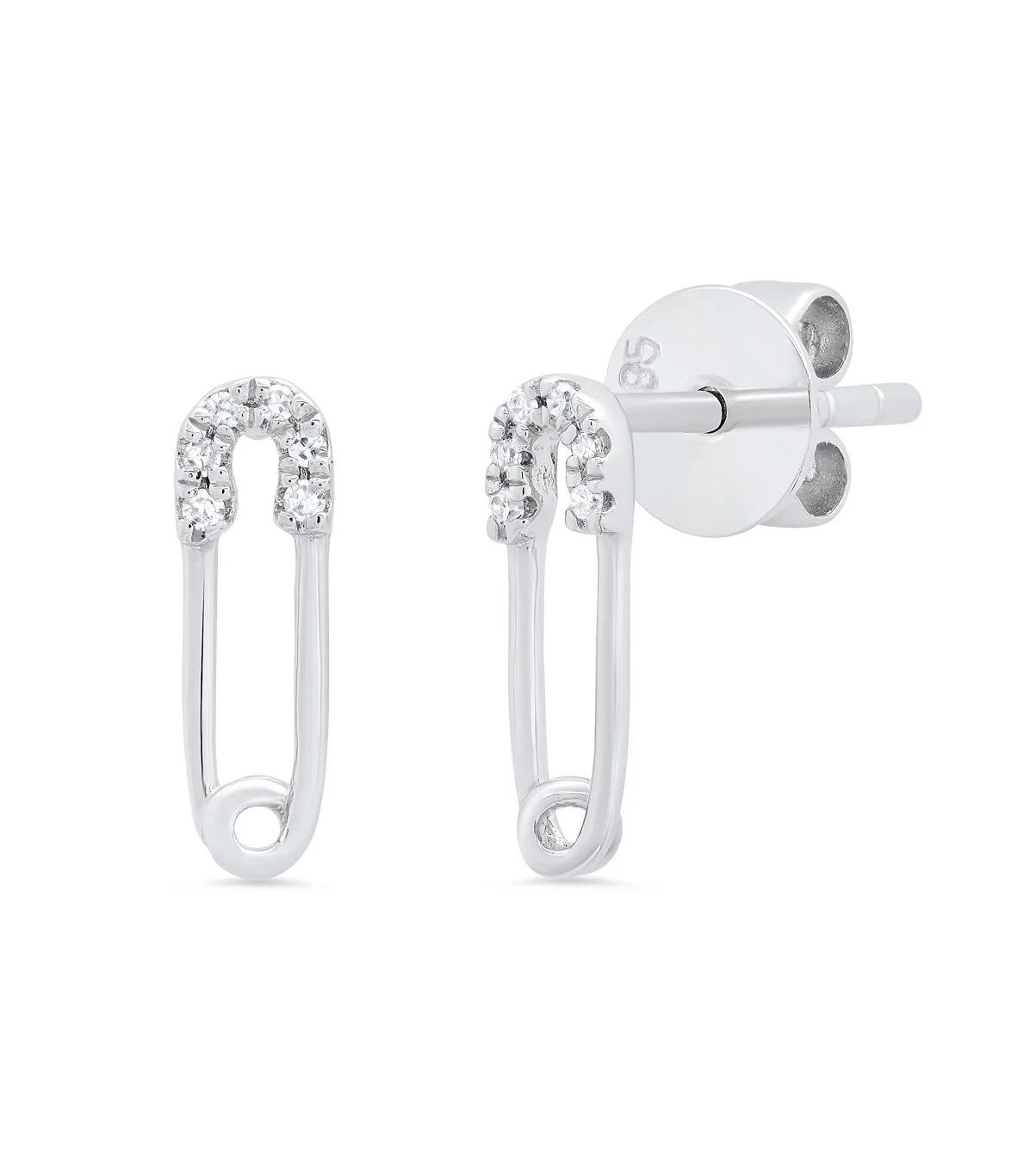 14k diamond safety pin earrings
