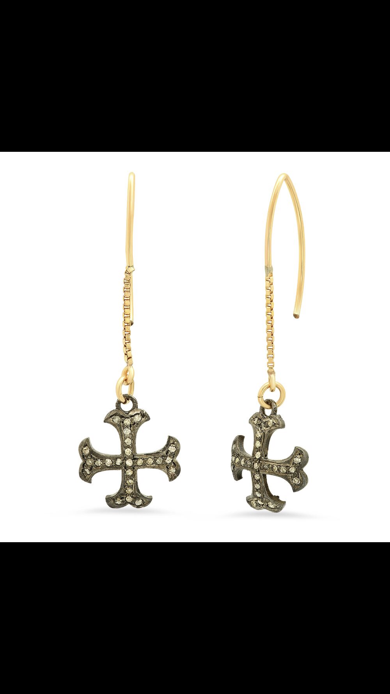 Gothic diamond cross earrings