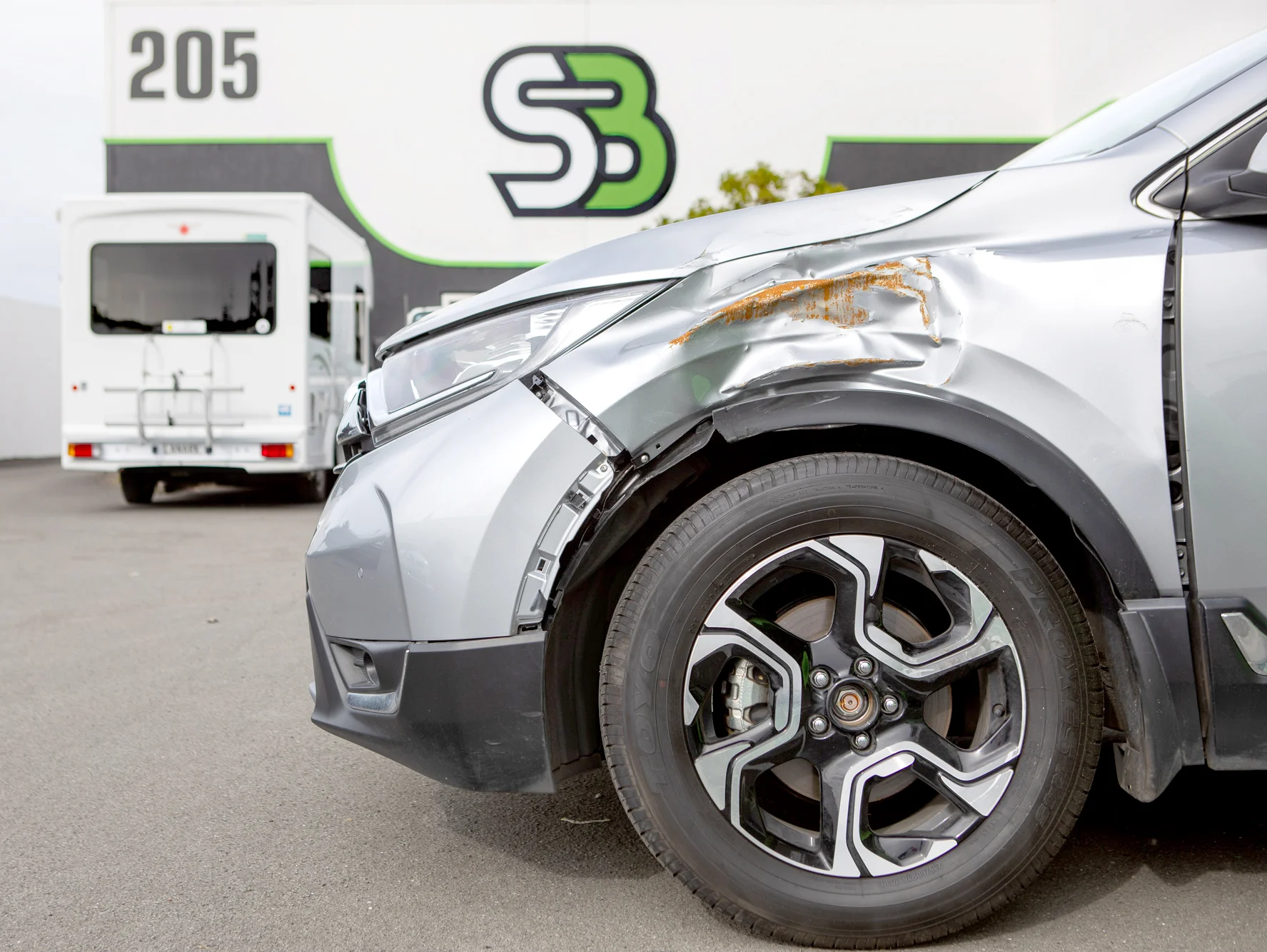Smash repairs, front bumper and panel