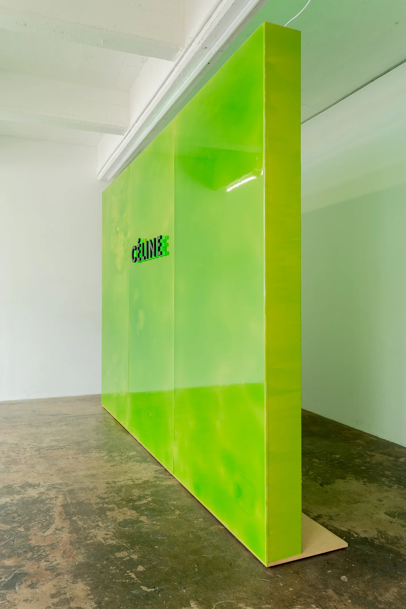   Céline   2017, 240 x 360 x 40 cm, MDF, steel,  acrylic, paint, resin, fluroescents 