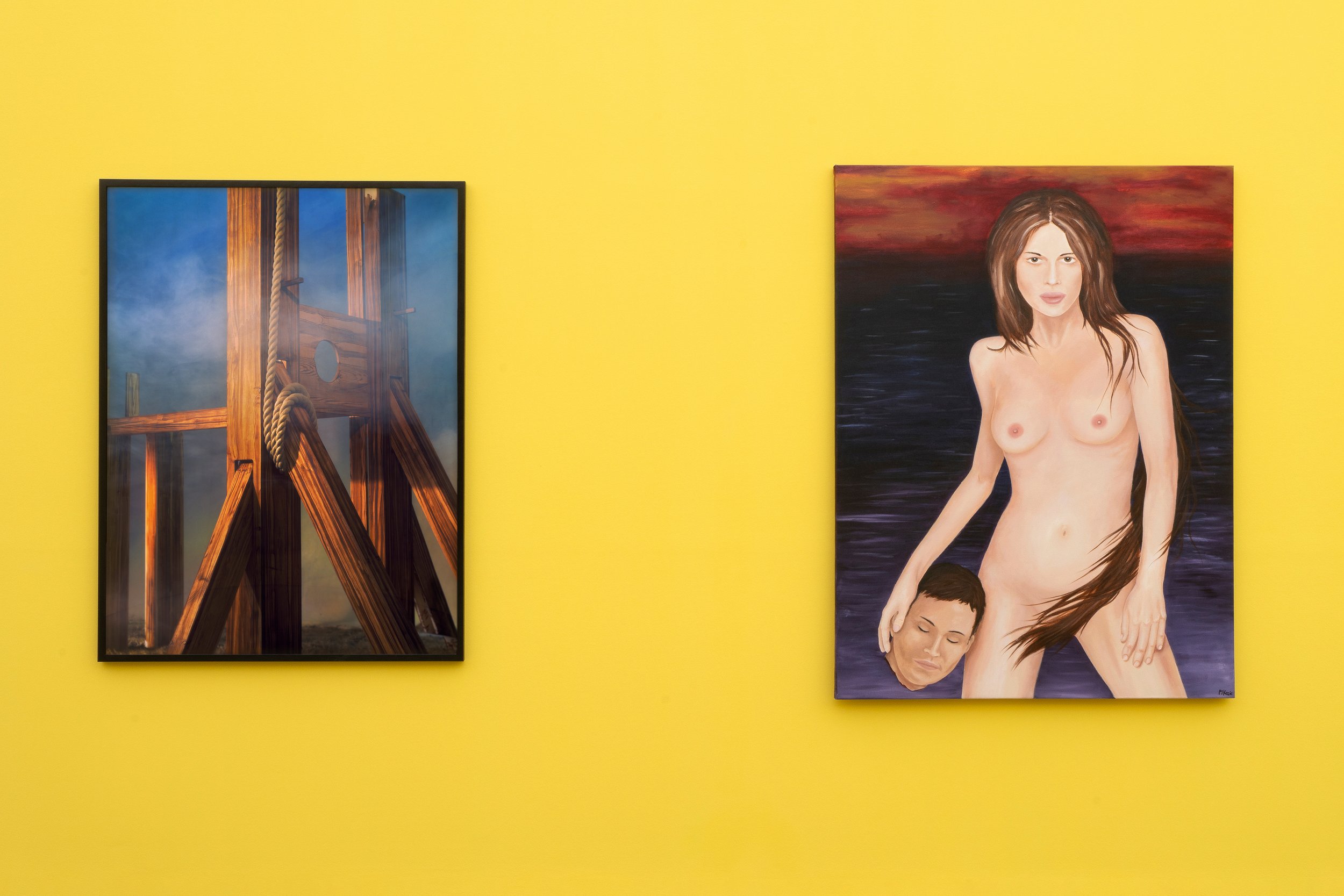 Vanishing act 2023 lightjet print, 160 x 120 cm Maria Kozic Miss October 1999 synthetic polymer paint on canvas, 183 x 138 cm