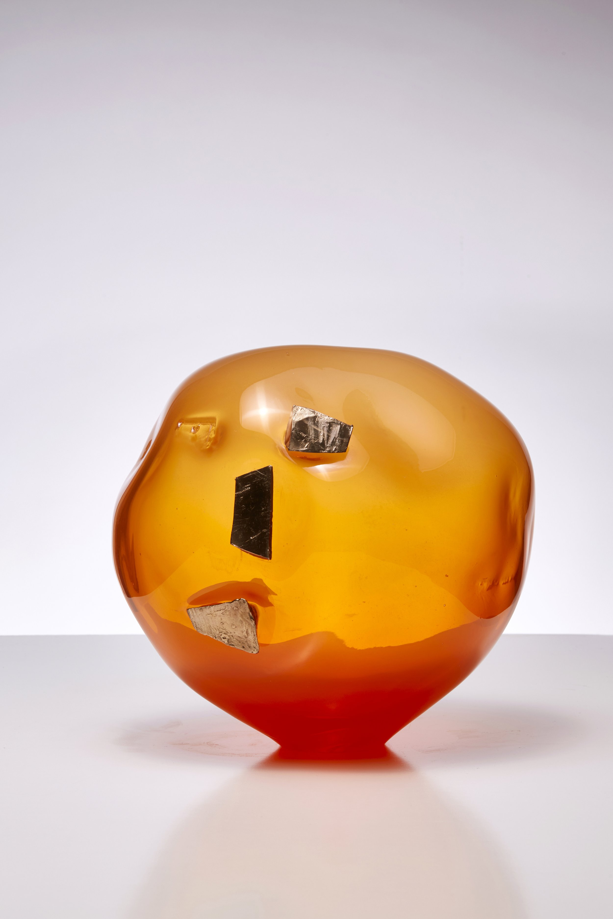 Pumpkin 2024 hand blown glass, bronze, 28 x 28 x 29 cm