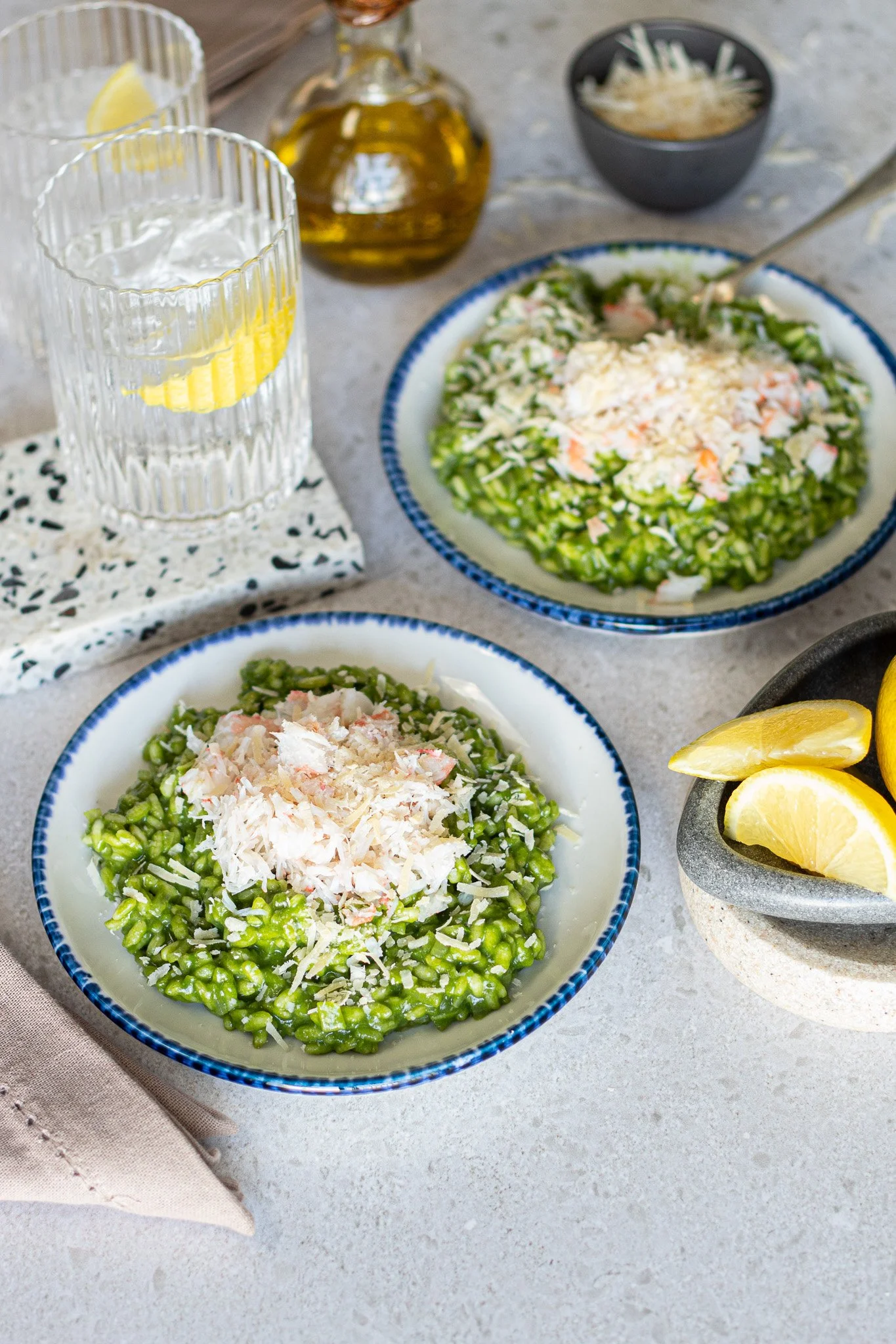 Crab, Spinach and Pea Risotto