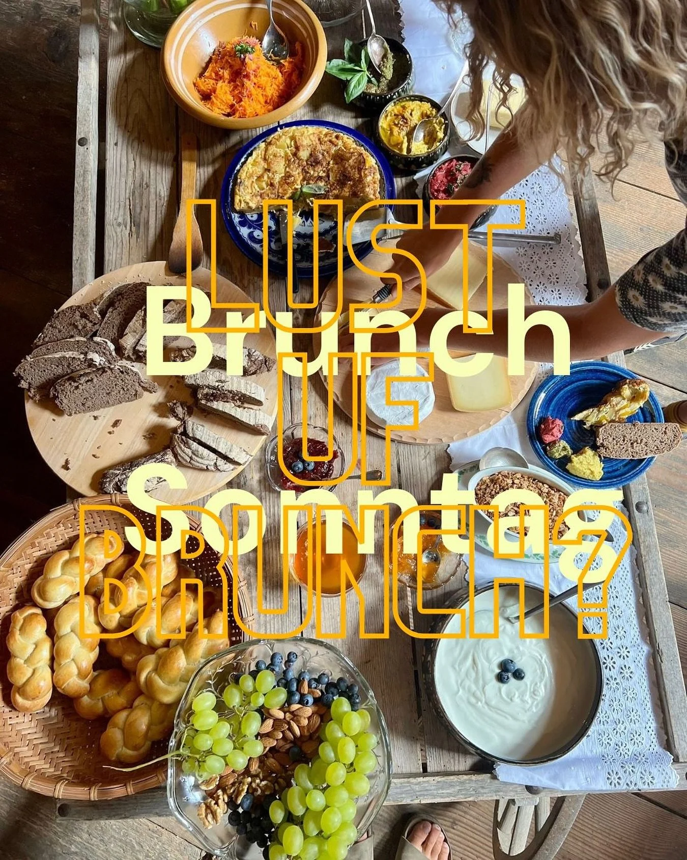 Lust uf Brunch im Kehlhof?

Wie ihr wisst, probieren wir hier im Kehlhof gern verschiedene Formen von Begegnung aus. Dieser Sonntag wird spontan &laquo;gebruncht&raquo;, gutes Essen, feine Gespr&auml;che und ein Tisch, an dem Platz f&uuml;r alle ist.