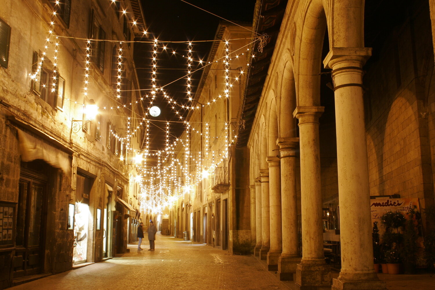  From Advent through Epiphany, one walks through town under a canopy of light 