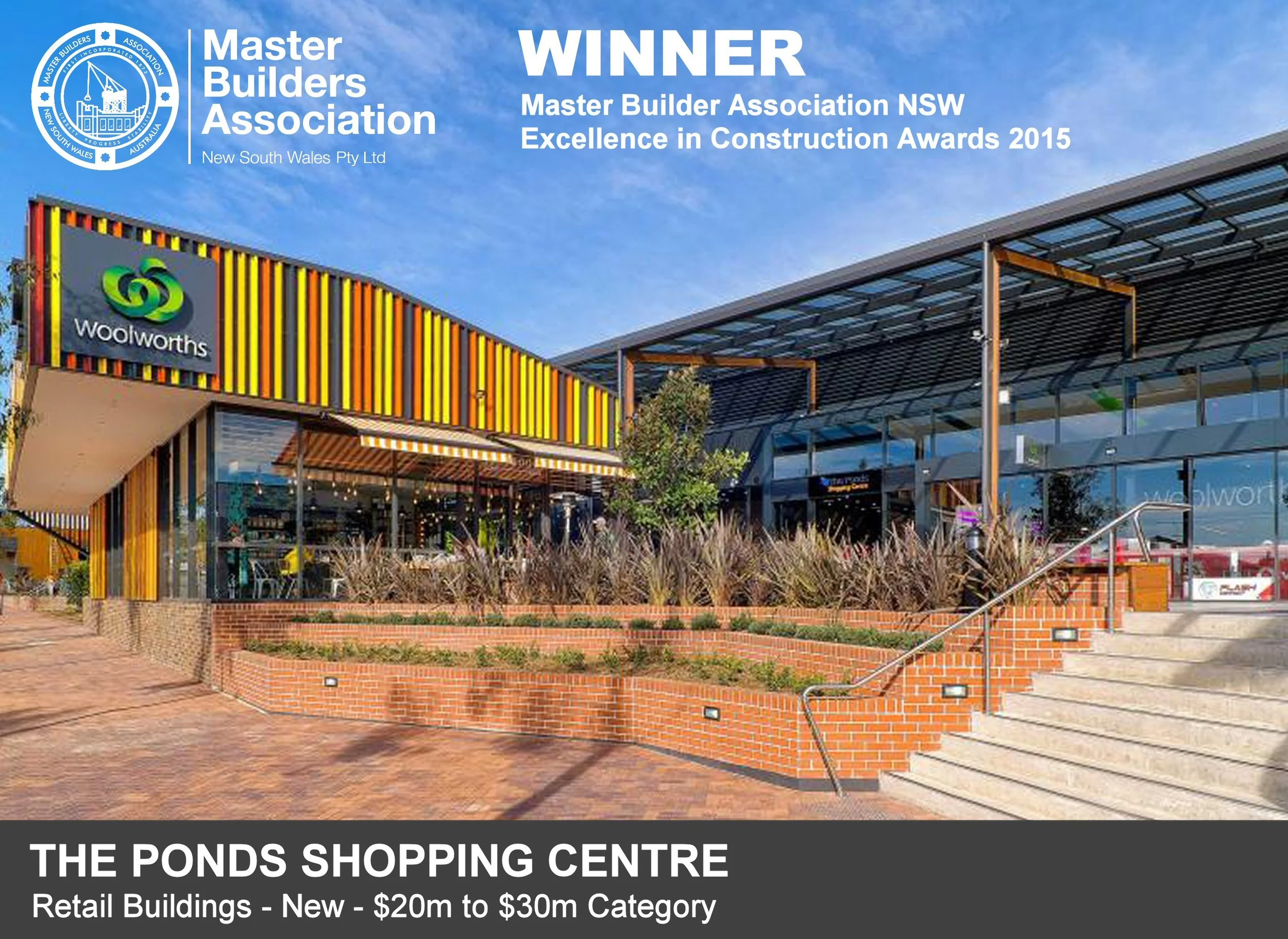 The Ponds Shopping Centre - MBA NSW 2015 Excellence in Construction Awards