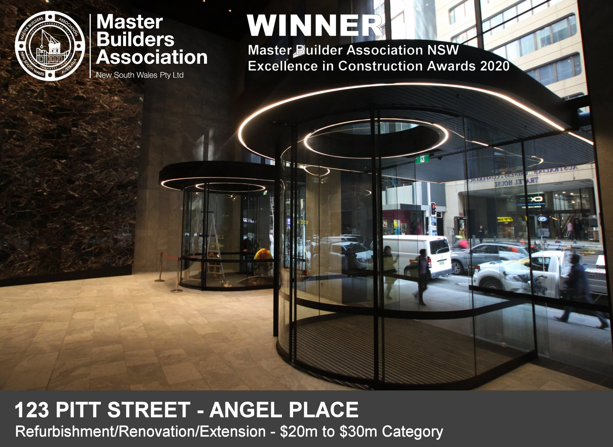 123 Pitt Street  - MBA NSW 2020 Excellence in Construction Awards