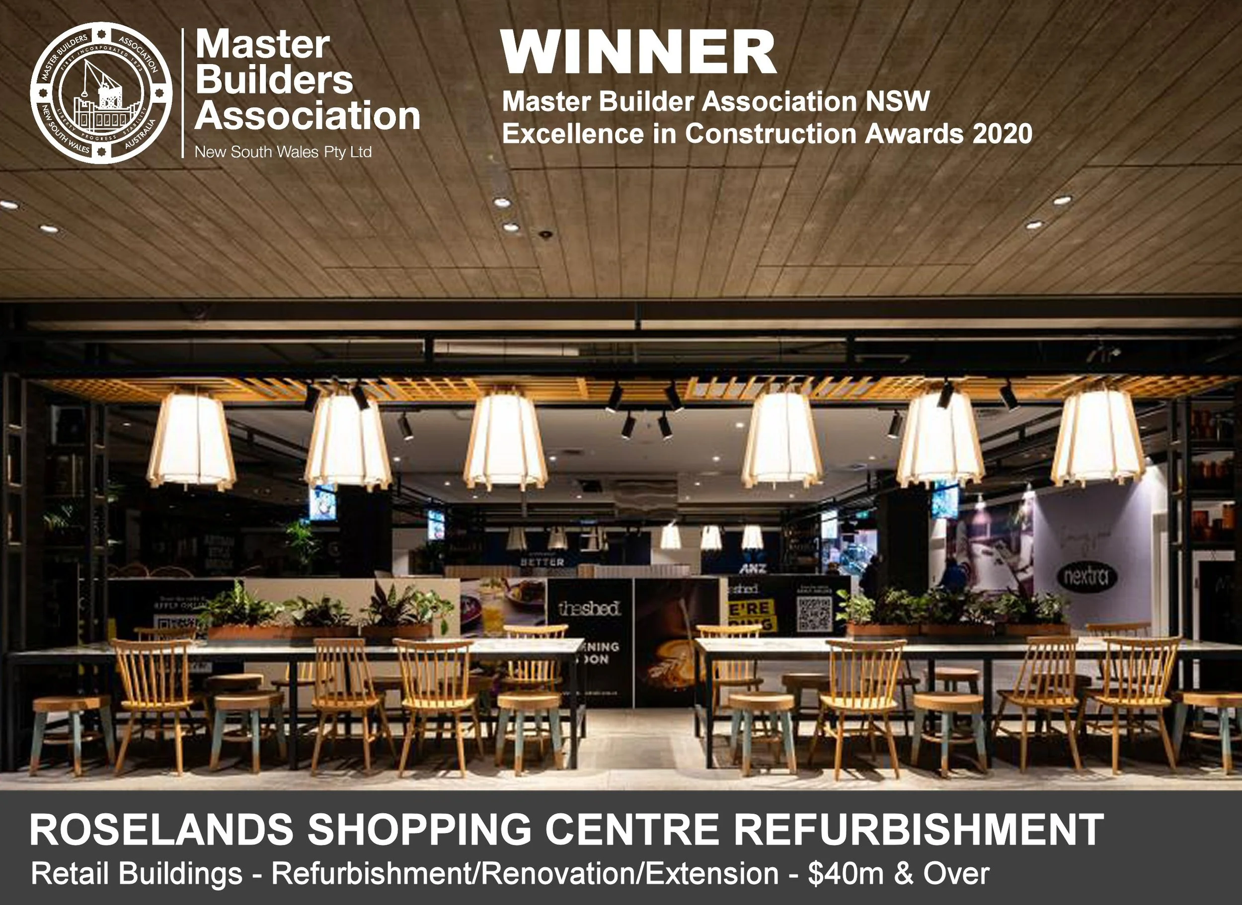 Roselands Shopping Centre Refurbishment - MBA NSW 2020 Excellence in Construction Awards