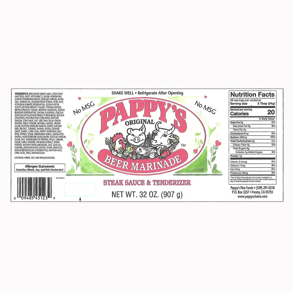 Pappy's Beer Marinade Steak Sauce Tenderizer — Pappy's Fine Foods
