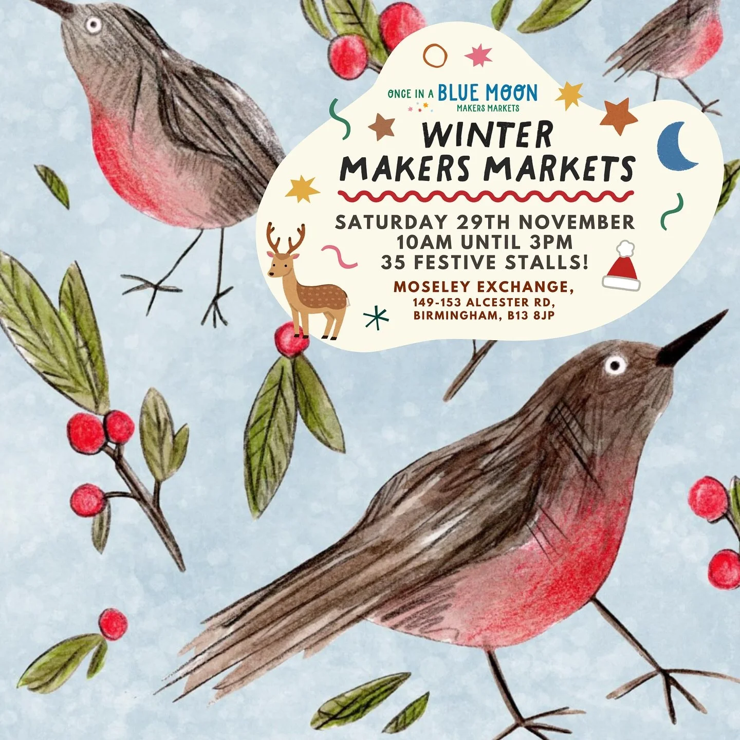 GET READY TO JINGLE YOUR BELLS !!!! .˚⊹.🤍₊˚𖦹⋆ ON THE 29TH NOVEMBER &amp; 6TH DECEMBER #BLUEMOON IS BACK FOR OUR FIRST 2️⃣ WINTER MAKERS MARKETS! 🧦❄️🌨☃️ ｡𖦹&deg;‧

we&rsquo;re so lucky to have the below traders joining us ! it&rsquo;s safe to say 