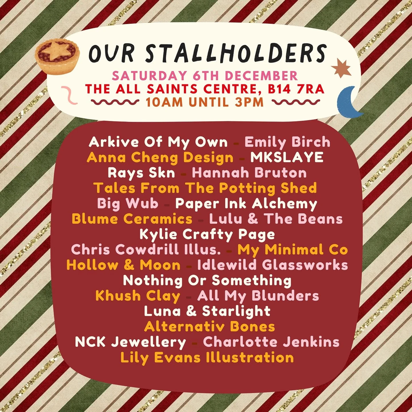 KINGS HEATH IS THE PLACE TO BE TOMORROW ~ TOMORROW IS YOUR OPPORTUNITY TO SHOP SMALL THIS CHRISTMAS! Visit BLUE MOON Markets, Kings Heath Farmers Market &amp; All Saints Church&rsquo;s Craft Fayre all in one day. ❄️☃️🧦✨🌟🕺🛍️

Plus, use the day to 