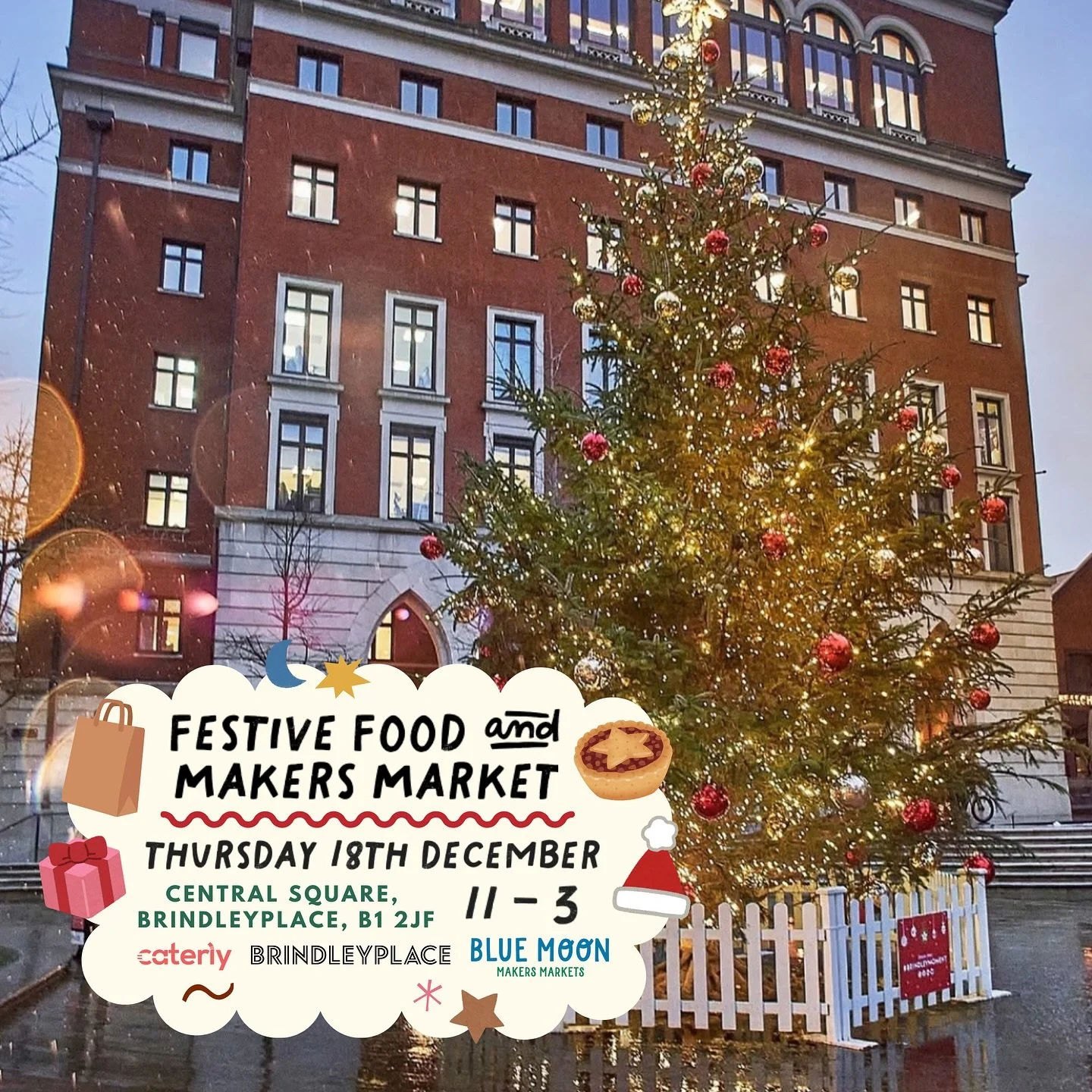 BRINDLEYPLACE, IT&rsquo;S TIME ☃️🧣🧦❄️🎁📣🌟✨ ICYMI, we&rsquo;re finishing the year in a brand-new location ~ teaming up with @brindleyplace &amp; @caterly.uk to bring you a wonderful festive market TOMORROW! 🛍️🍩🥰

Shop small from fifteen fantast