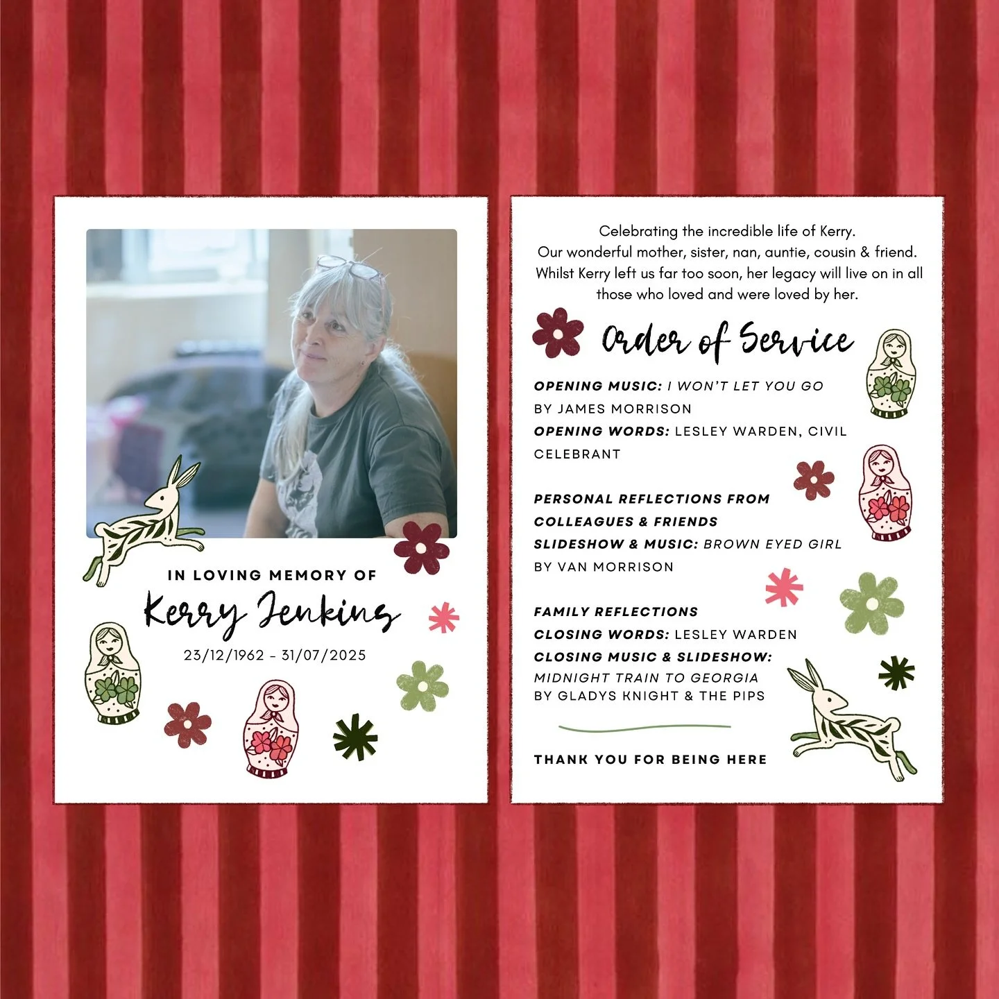 yesterday, we had a wonderful day celebrating my mum and her incredible life. although it was cut short; she did and achieved so much, and touched the hearts of so many people. that was evident by everyone who attended, and those that sent their thou