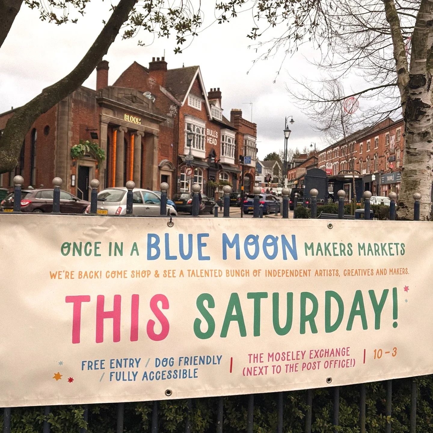 IT&rsquo;S OFFICIAL, THE BANNER IS UP &amp; WE ARE BACK IN MOSELEY THIS SATURDAY FOR OUR FIRST MAKERS MARKET OF THE YEAR!!!! 🍀🌷💖🪩🌒🌟✨

Find BLUE MOON Markets on Saturday 28th March at our OG venue ~ The Moseley Exchange, B13 8JP. Our market is f