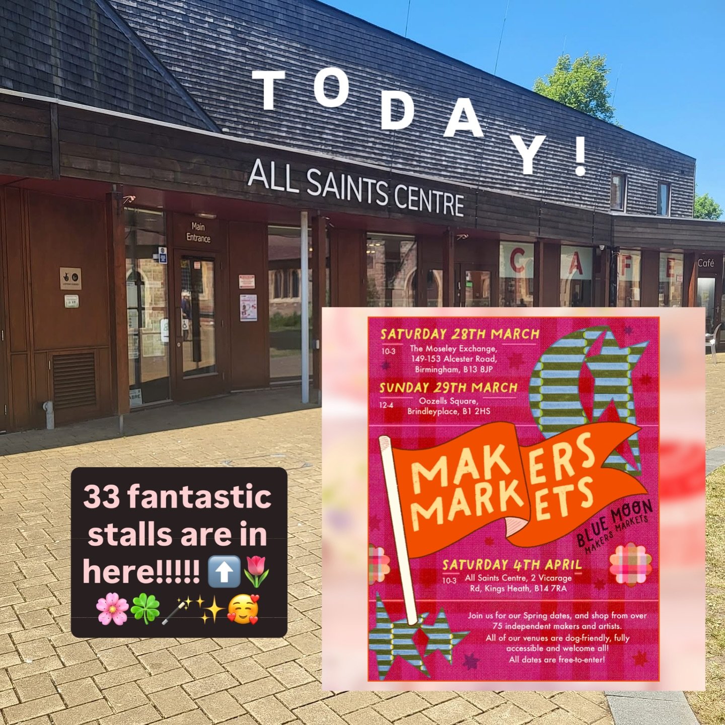 TODAY! 🚨🌷🌸⭐️🪄 It&rsquo;s Easter Saturday, and BLUE MOON Markets are in Kings Heath for our last market of the season, at The All Saints Centre, B14 7RA. Our market is free-to-enter, dog-friendly, fully accessible and you&rsquo;ll be able to meet 