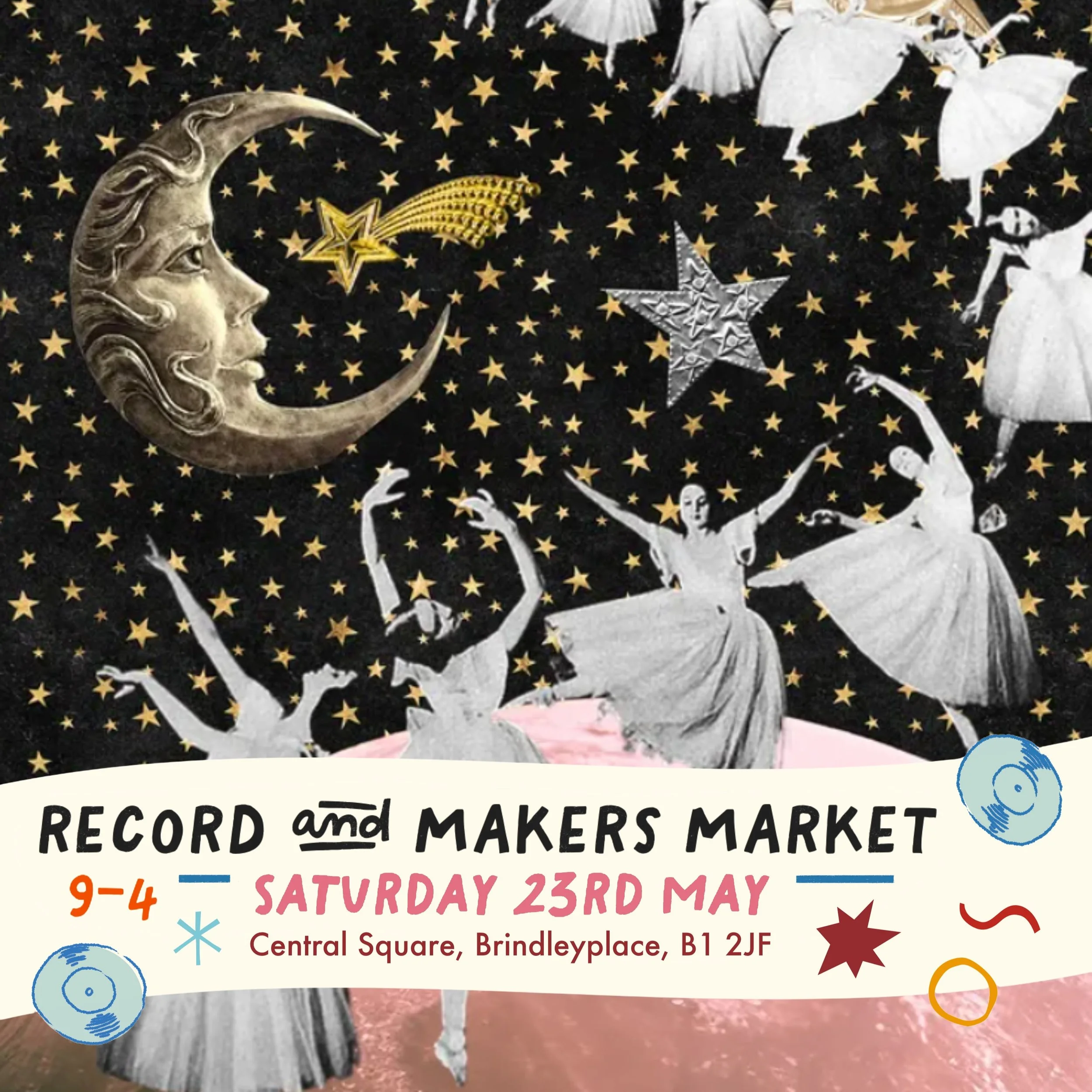 🚨 BRINDLEYPLACE! 🚨🌷🌸⭐️🪄 Find BLUE MOON Markets for the first Record &amp; Makers Market, on Saturday 23rd May in the wonderful Brindleyplace! Our market is outdoors in the glorious Central Square. It&rsquo;s free-to-enter, dog-friendly, fully ac