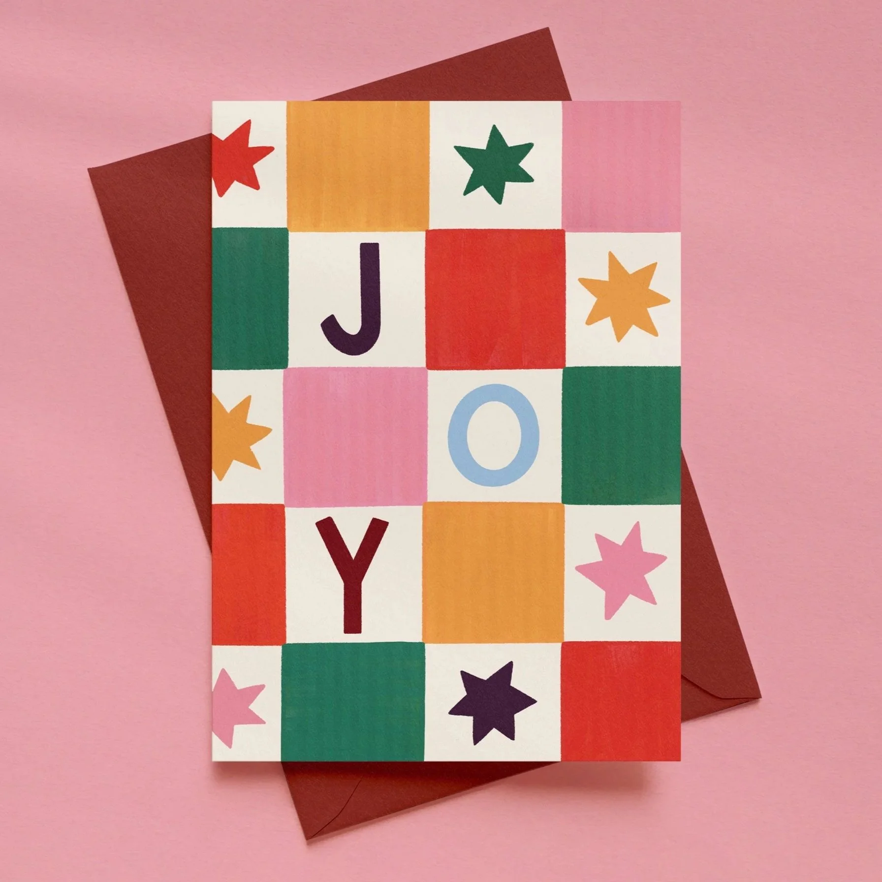 JOY Checkerboard, A6 ILLUSTRATED GREETING CARD