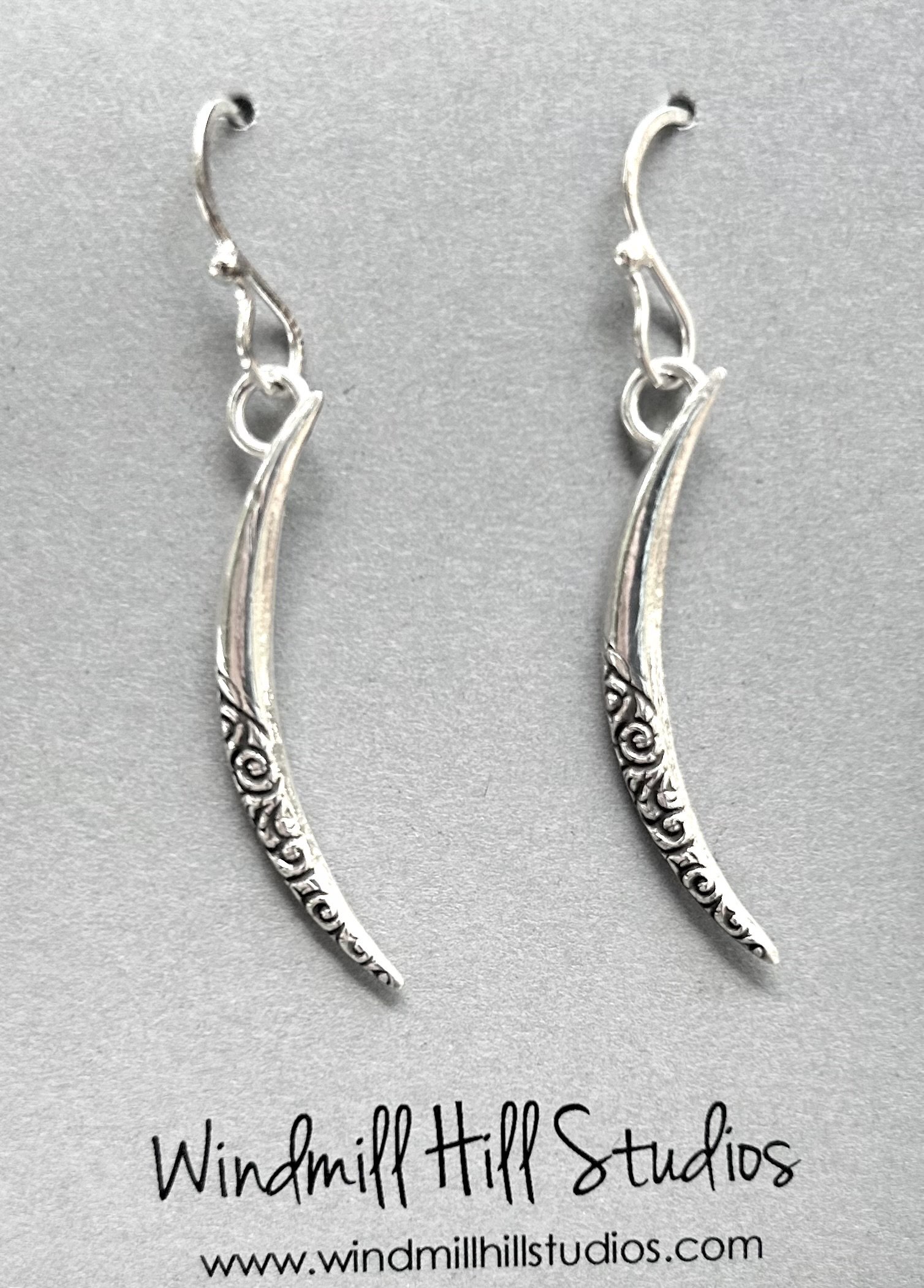 Lunar Crescent Silver Earrings