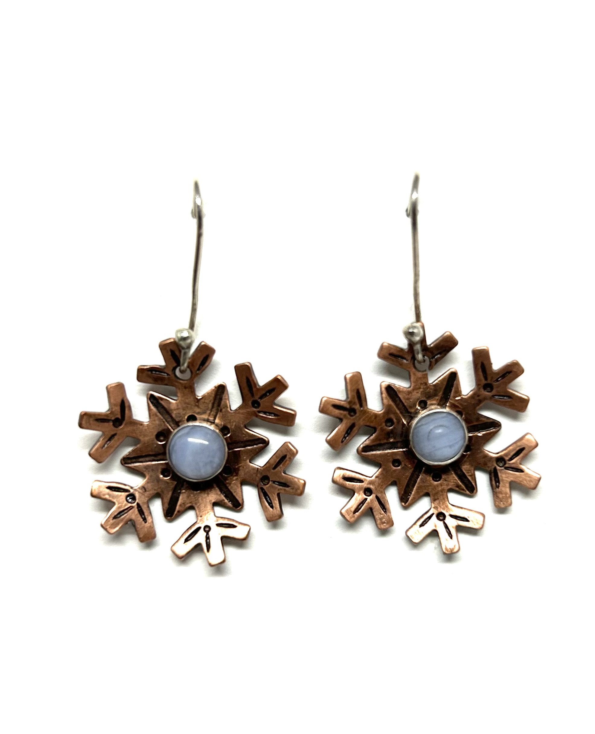 Copper snowflake earrings
