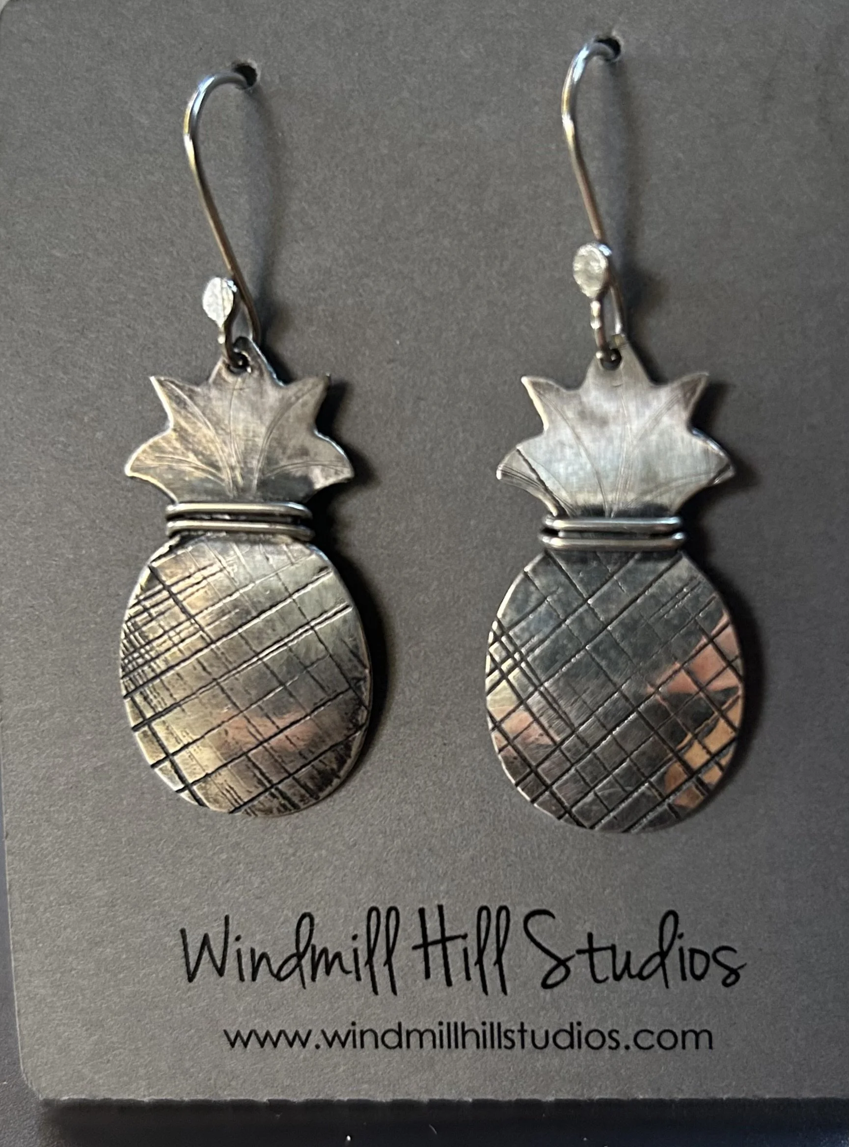 Silver pineapple earrings