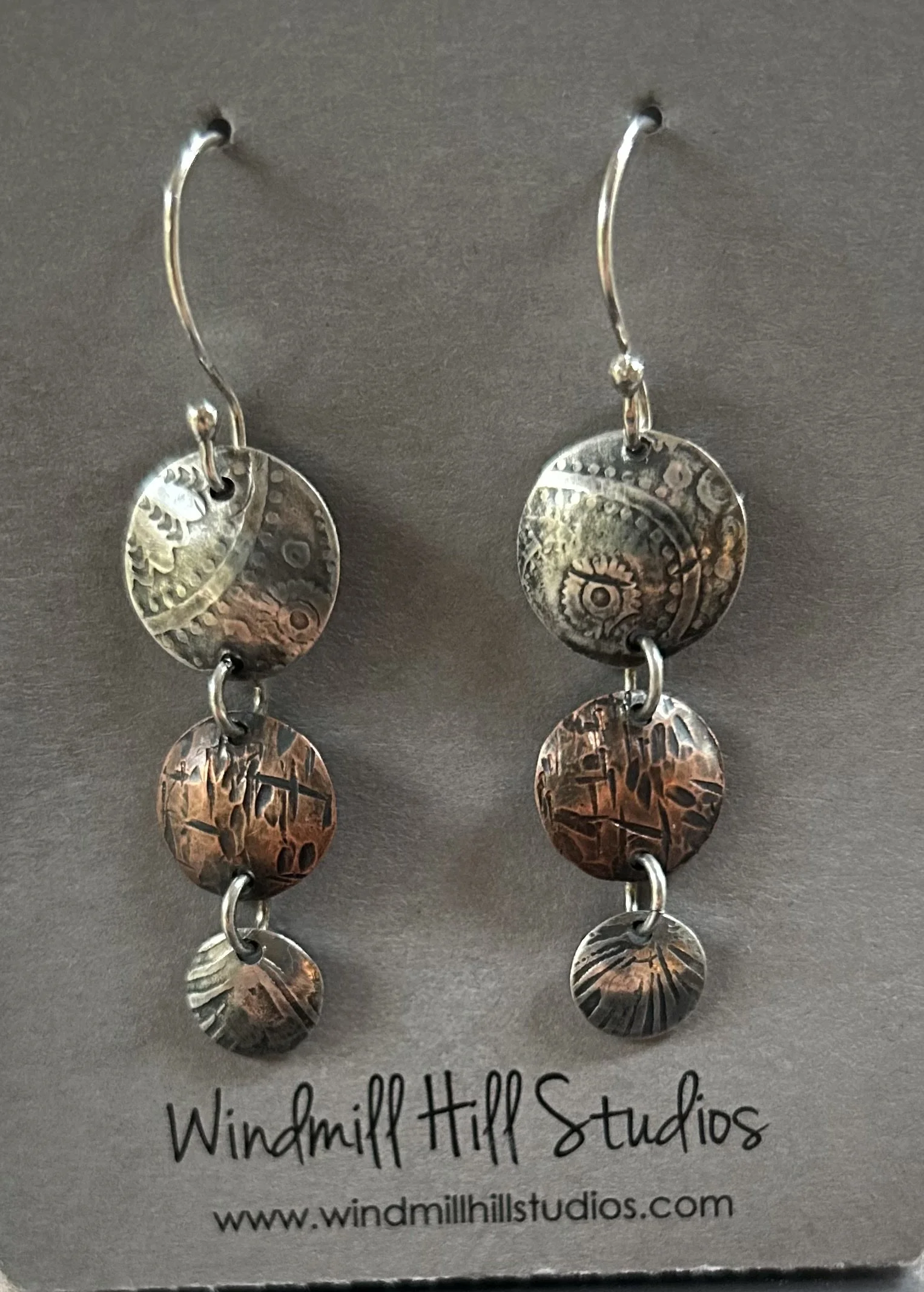 Silver and copper earrings