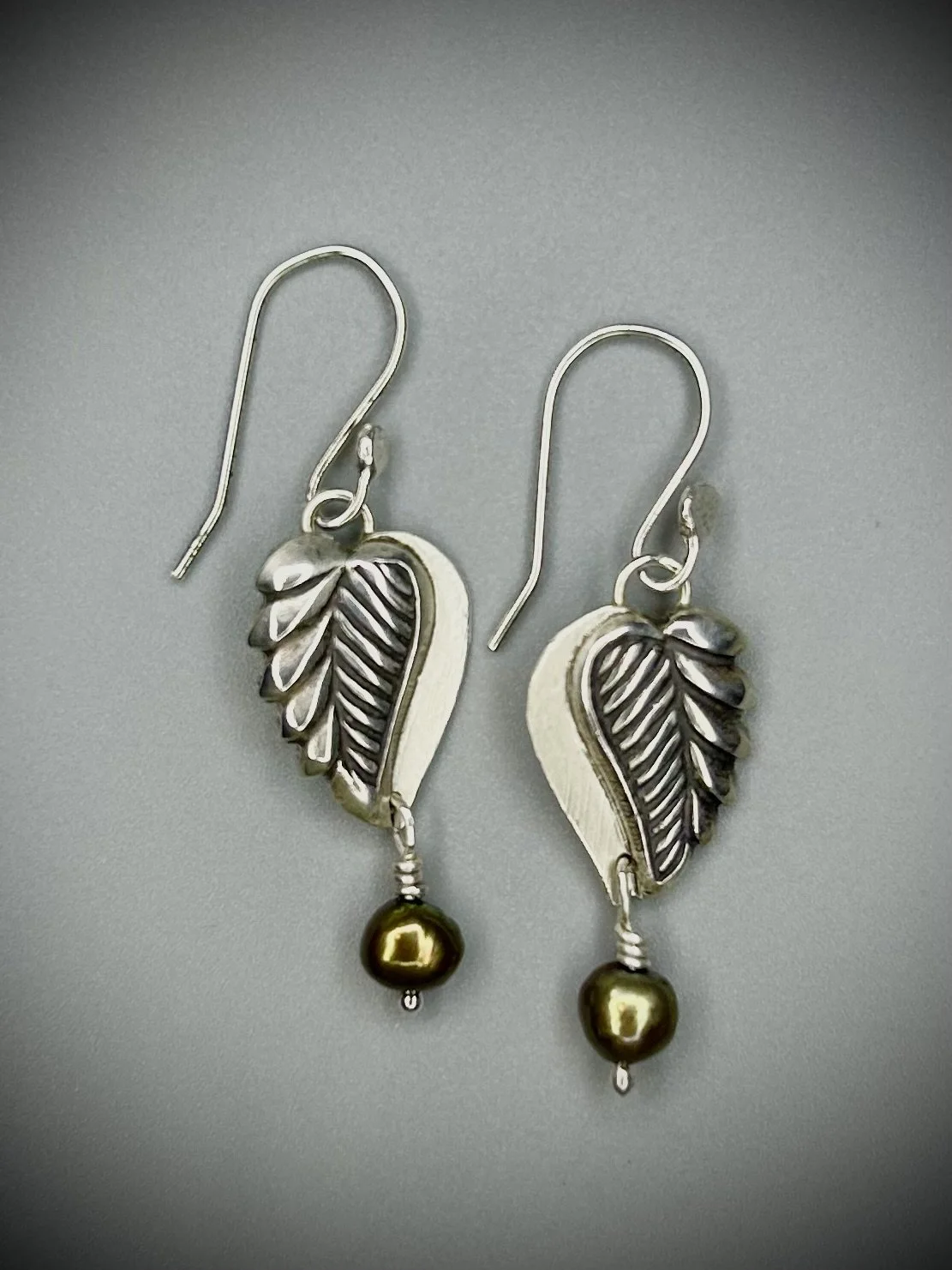 Silver leaf earrings