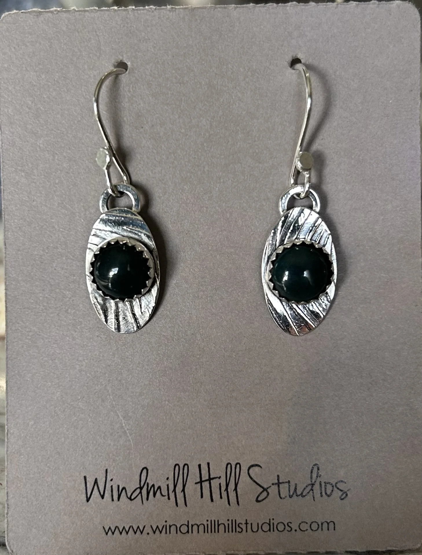 Sterling silver and dark green Jasper